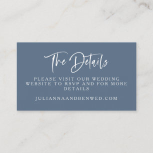 Carte D'accompagnement Slate Blue Moderne Script Lettres Site Mariage