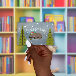 Carte D'accompagnement Sleepy Bear Cub Neutral Baby Floral Demande de rés