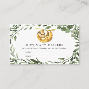 Carte D'accompagnement Sloth Baby shower Devine Combien De Diapeurs