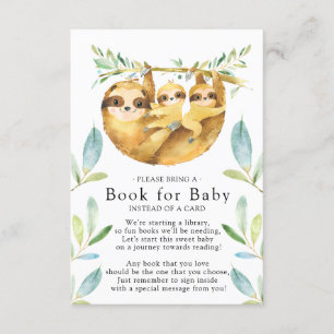 Carte D'accompagnement Sloth Twins Baby shower Book for Baby Card