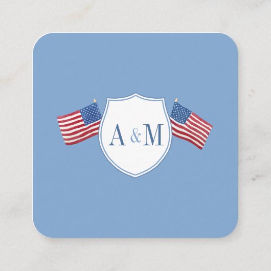 Carte D'accompagnement Smart All-American Rouge Bleu Mariage QR RSVP (Dos)