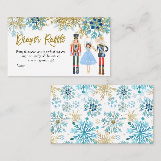 Carte D'accompagnement Snowflake Hiver Nutcracker Diaper Raffin (Devant / Derrière)
