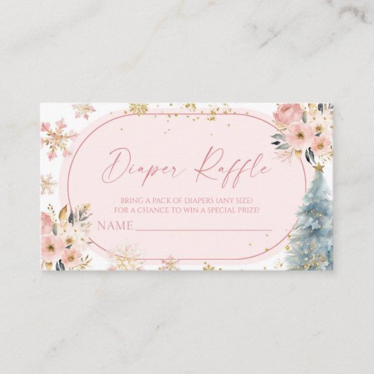 Carte D'accompagnement Snowflake rose Baby shower d'hiver Déchets Raffin (Devant)
