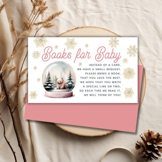 Carte D'accompagnement Snowflake Winter Pink Baby shower Demande de réser