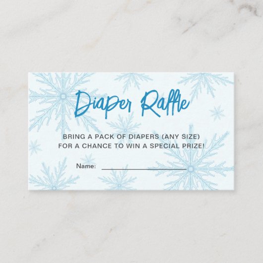Carte D'accompagnement Snowflakes Boy Baby Shower Diaper Raffle Ticket (Devant)