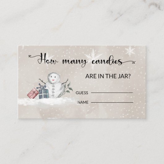 Carte D'accompagnement Snowman Baby shower Devine Combien De Candies (Devant)