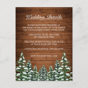 Carte D'accompagnement Snowy Wood & Forest Country Pine Détails du Mariag