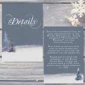 Carte D'accompagnement Snowy Woodland Forest Dusty Blue Détails du Mariag