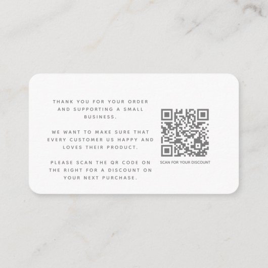 Carte D'accompagnement Social media QR code blanc merci escompte (Dos)