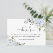 Carte D'accompagnement Soft Blue Botanical Website QR Code Details (Debout devant)