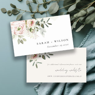 Carte D'accompagnement Soft Blush Pink Peonies Eucalyptus Site Mariage