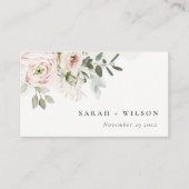 Carte D'accompagnement Soft Blush Pink Peonies Eucalyptus Site Mariage (Devant)