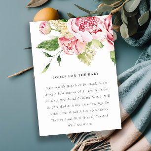 Carte D'accompagnement Soft Chic Blush Floral Peony Livres Pour Baby show