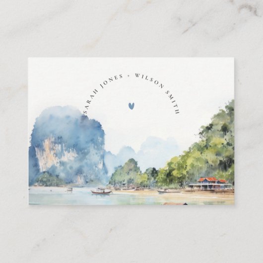 Carte D'accompagnement Soft Coastal Thaïlande Seascape Mariage Réception (Dos)