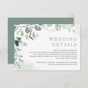 Carte D'accompagnement Soft Eucalyptus Green Garden Détails de mariage