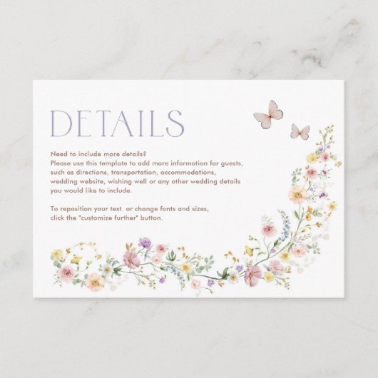 Carte D'accompagnement Soft Fleur sauvage Fairytale Garden Détails de mar (Devant)