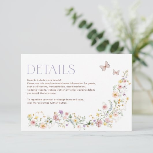 Carte D'accompagnement Soft Fleur sauvage Fairytale Garden Détails de mar (Debout devant)