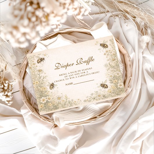 Carte D'accompagnement Soft Meadow Honey Bee Diapper Raffle