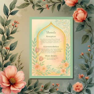 Carte D'accompagnement Soft Pastel Gold Floral Arch Mariage