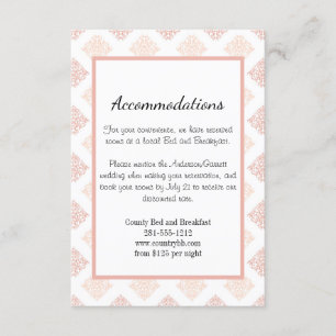 Carte D'accompagnement Soft Peachy Blush Damask