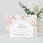 Carte D'accompagnement Soft Pink Blush Floral Roses Greenery Details (Debout devant)