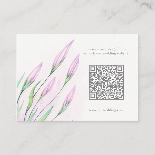 Carte D'accompagnement Soft Purple Lilies Mariage Site Web QR Code (Dos)