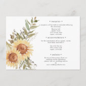 Carte D'accompagnement Soft Rustic Large Boho Sunflowers Détails du Maria (Devant)