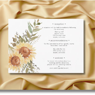 Carte D'accompagnement Soft Rustic Large Boho Sunflowers Détails du Maria