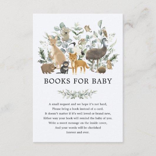 Carte D'accompagnement Soft Sage Green Australian Animals Livres pour béb (Devant)