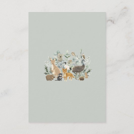 Carte D'accompagnement Soft Sage Green Australian Animals Livres pour béb (Dos)