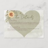 Carte D'accompagnement Soft Sunflowers Boho Heart Détails du Mariage (Devant)