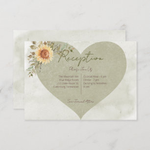 Carte D'accompagnement Soft Sunflowers Boho Heart Wedding Réception