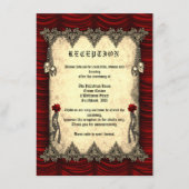 Carte D'accompagnement Soie rouge et crânes Gold Réception de mariage got (Devant)