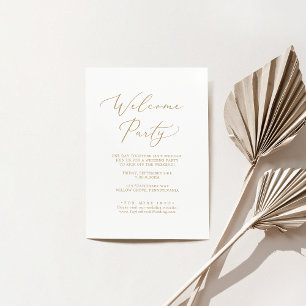 Carte D'accompagnement Soirée de bienvenue du Mariage de calligraphie or