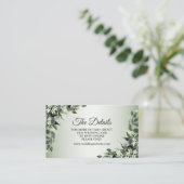 Carte D'accompagnement Soirée de mariage Verdure Floral Eucalyptus Feuill (Debout devant)