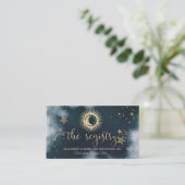 Carte D'accompagnement Soleil d'or céleste, Lune, Ciel nocturne étoilé (Debout devant)