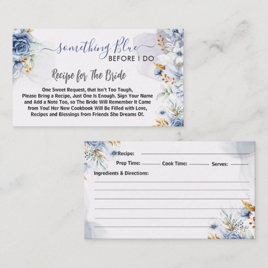 Carte D'accompagnement Something Blue Before I do floral Recipe (Devant / Derrière)