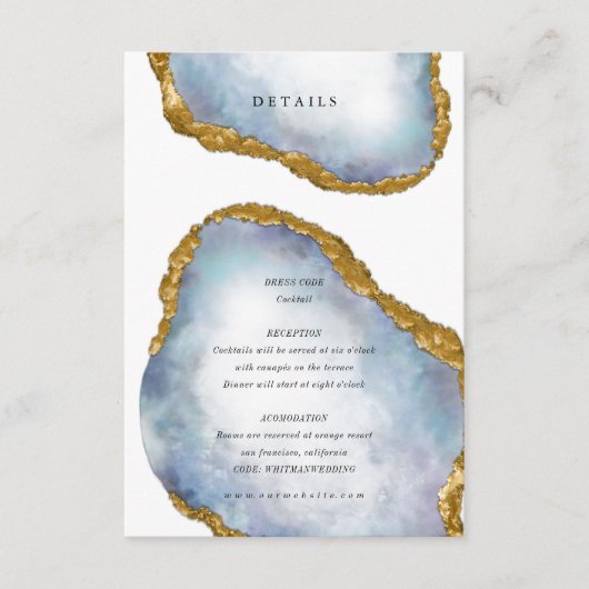 Carte D'accompagnement Sophistication Agate Pearl Golden Mariage Détails (Devant)