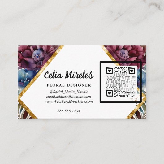 Carte D'accompagnement Sophistication stupéfiante Bijoux Peony code QR (Devant)