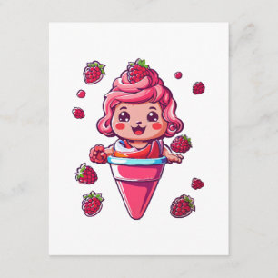 Carte D'accompagnement Sorbet de framboise Kawaii
