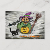 Carte D'accompagnement Sorcière, Chat, Chauve-souris et Citrouille, Bonne (Devant)