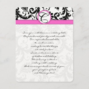 Carte D'accompagnement Souhaiter bien Noir Damas Hot Rose Trim