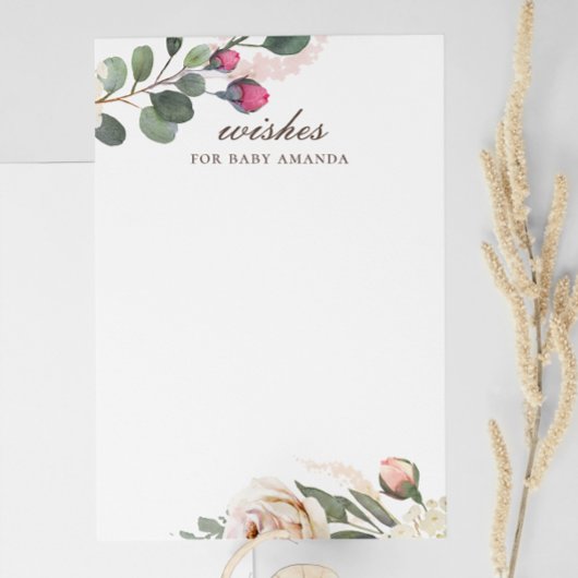 Carte D'accompagnement Souhaits floraux pour bébé. Conseil roses d'aquare