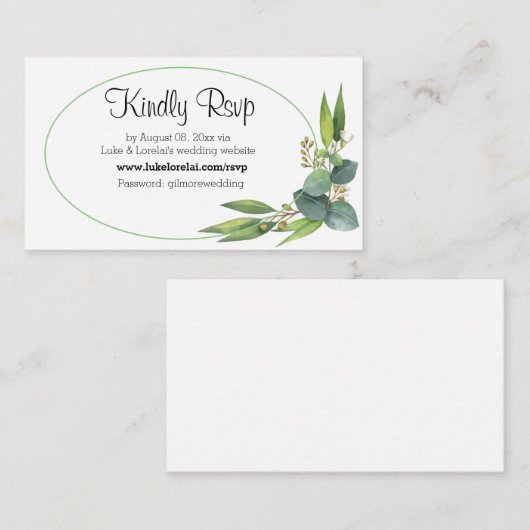 Carte D'accompagnement Souper en ligne Mariage RSVP (Devant / Derrière)