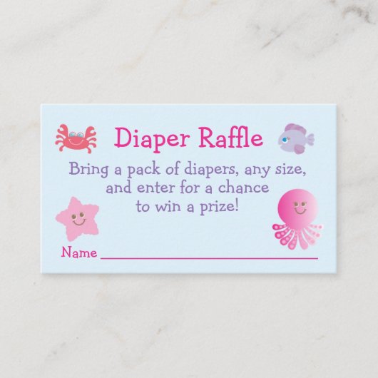 Carte D'accompagnement Sous la mer Baby Girl Douche Déchets Raffle (Devant)