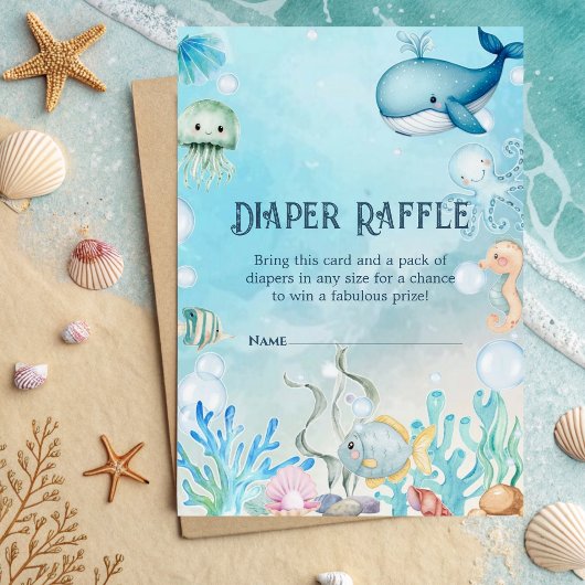 Carte D'accompagnement Sous la mer bleu garçon Baby shower Déchets Raffle