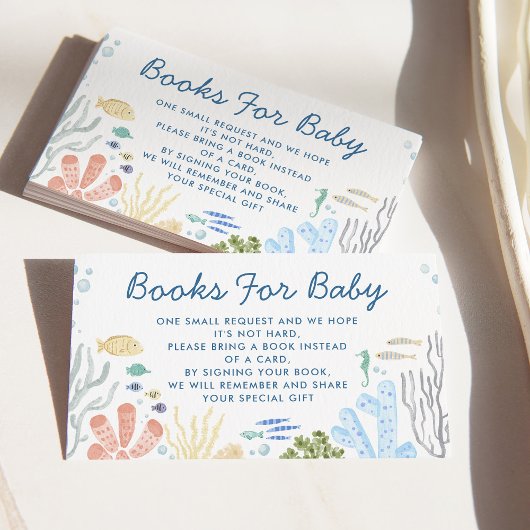 Carte D'accompagnement Sous la mer Livres pour Baby shower bébé