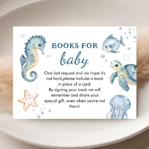 Carte D'accompagnement Sous l'océan Baby Shower Garçon Livre Bleu Pour Bé
