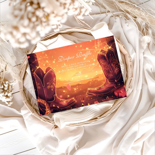 Carte D'accompagnement Southwestern Cowboy Boots Diapper Raffle