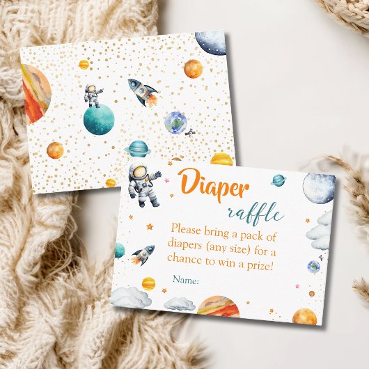 Carte D'accompagnement Space Adventure Diaper Raffle Baby Boy Shower